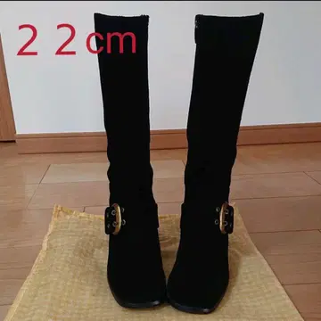 스웨이드 롱 부츠 블랙