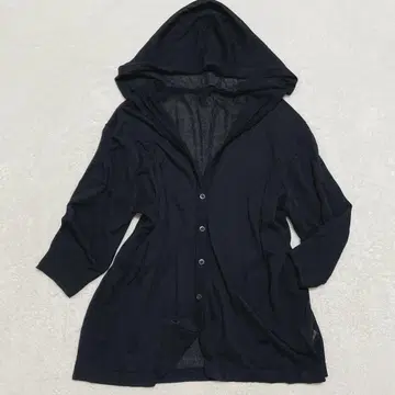 스크롤 시어 니트 가디건 후드 부착 후디 냉방병 예방 M