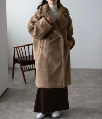 r. 아르도트 테디 보아 롱 코트 모카 테디 코트