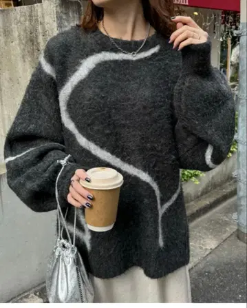 CIAOPANIC TYPY 뉘앙스 패턴 샤기 니트