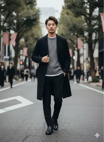 블랙 체스터 코트 LAD MUSICIAN