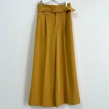 아나이 벨트 와이드 팬츠 센터 프레스 최근 택 머스타드 36