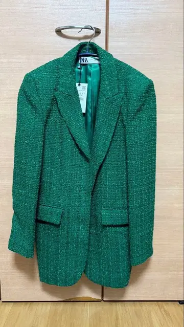 그린 트위드 테일러드 자켓