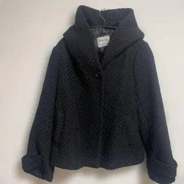 후드 부착 블랙 니트 자켓