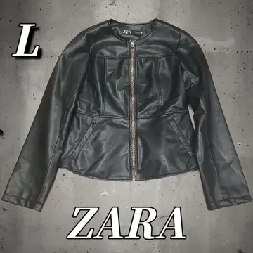 새상품급 ZARA 라이더 자켓 가죽 Y2K 크롭 블랙 L