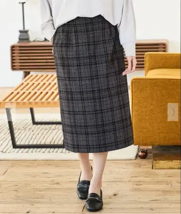 Honeys 체크 무늬 내로우 스커트 L 사이즈