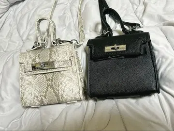 미니 숄더백 2개 세트 블랙 브라운 제브라 패턴