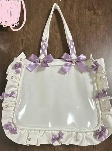 자카마트 이타백 A4 화이트 보라색 토트백