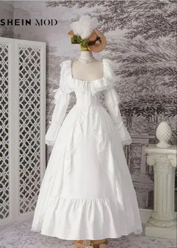 웨딩 드레스 빈티지 유럽 화이트 드레스 레이스