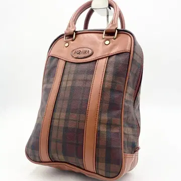 HONMA 혼마 골프 보스턴 백 핸드백 체크 무늬 브라운