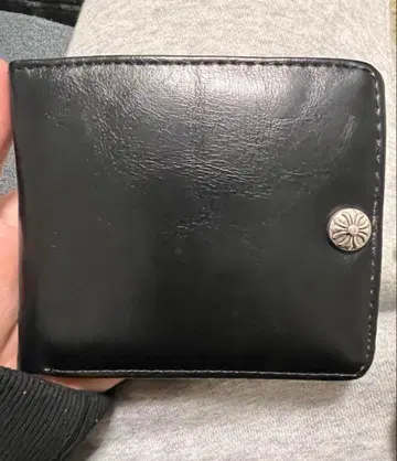 크롬 가죽 접이식 지갑 스냅 버튼 포함