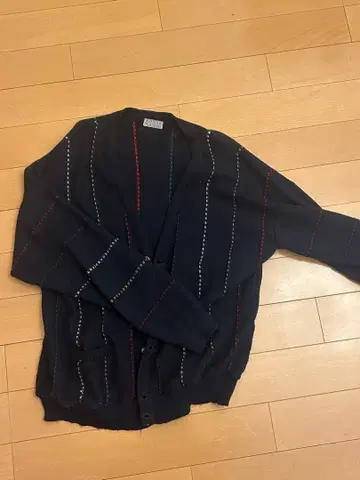 ROYAL MANOR 네이비 스트라이프 가디건