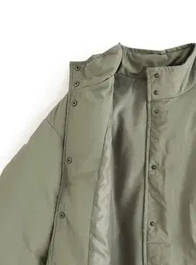 스탠드 칼라 미들 기장 다운 코트