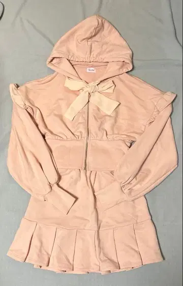 멜티 리본 후드티 & 스커트 핑크 셋업