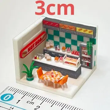 3cm 미니어처 핫도그 가게 디오라마 주택 모형 인형의 집 완성품