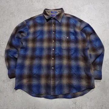 00s PENDLETON 옴브레 체크 울 셔츠 XL