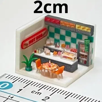 2cm 핫도그 가게 미니어처 디오라마 주택 모형 인형의 집 완성품