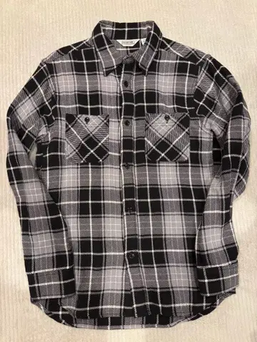 좋은 배색 파이브 브라더스 플란넬 셔츠 M 체크 화이트 블랙
