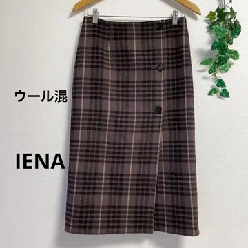 IENA 울 혼방 체크 리버서블 타이트 스커트 롱 스커트
