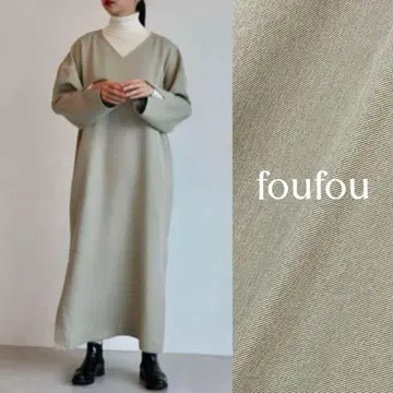 컨디션 최상 foufou 뉴트럴 V넥 롱 원피스 루즈핏
