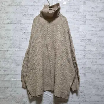 [탄력] 케이블 짜임 터틀넥 M 루즈핏 판초 스타일 니트