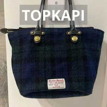 해리스 트위드 토트백 보물 TOPKAPI 네이비 체크