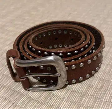 빈티지 가죽 스터드/벨트 브라운