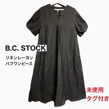 B.C. STOCK 린넨 레이온 퍼프 원피스 프리 사이즈 블랙 미사용