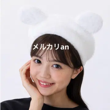 미키 귀 달린 베레모 58cm 화이트