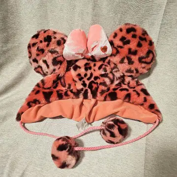 미니 팬캡 레오파드 무늬 핑크 디즈니 리조트 레오파드