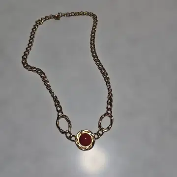 MONET 빨간색 보석 체인 목걸이 빈티지 주얼리