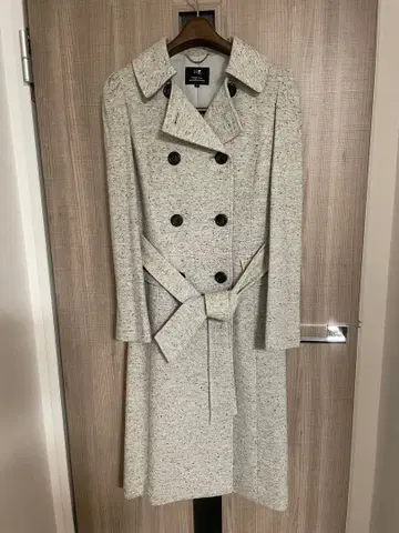 23구 더블 브레스트 롱 코트 벨트 포함 그레이 계열