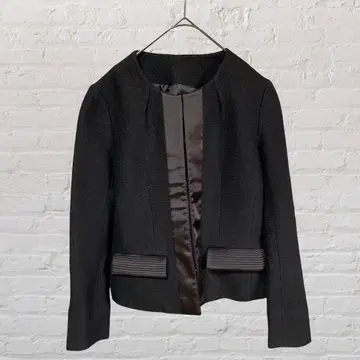 6957 트위드 노카라 자켓 블랙 S 겉옷 구제 의류