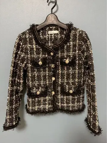 트위드 노카라 자켓 S 사이즈