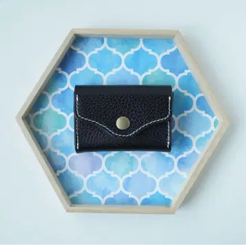 코인 케이스 주름 가죽 블랙