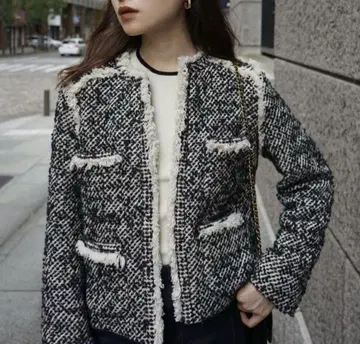 L'Or 프린지 트위드 자켓