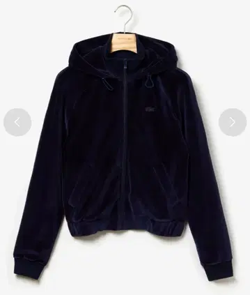 라코스테 솔리드 벨로아 지퍼 후드티 네이비 구제 의류 벨벳