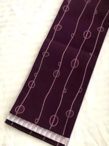 컨디션 최상 반폭 오비 리버서블 짙은 보라색 순수 실크 후지색