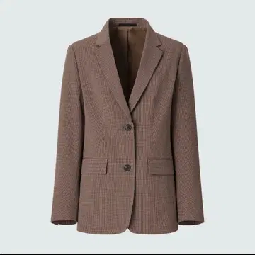 브라운 체크 무늬 테일러드 자켓