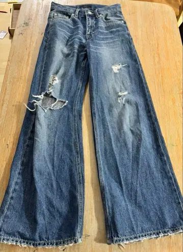 EMODA 데미지 데님 와이드 레그