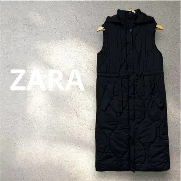 [ ZARA ] 인기 롱 기장 퀼팅 후디 베스트 XS 블랙 다운 베스트