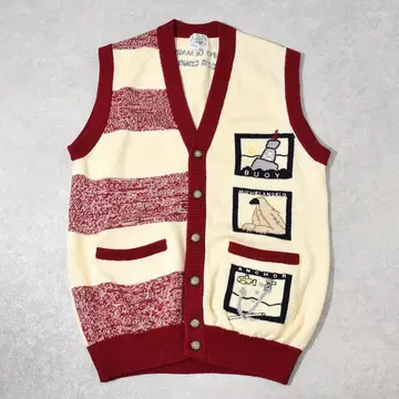 시나코바 SINA COVA 로고 인터샤 울 니트 베스트 M 빨간색