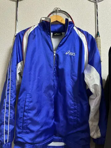 asics 나일론 자켓 S 사이즈 파랑/화이트