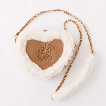 하트 스웨이드 숄더백 베이지