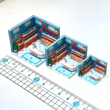 미니어처 인형의 집 3개 약국 주택 모형 디오라마 건축 모형