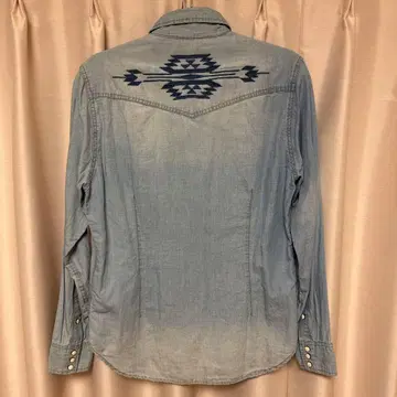 BAYFLOW 데님 셔츠 오르테가 무늬 자수 라이트 인디고 사이즈 2