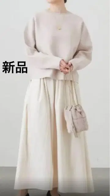 택 포함 미사용 새상품 이에나 랜덤 턱 코튼 롱 플레어 스커트 생성