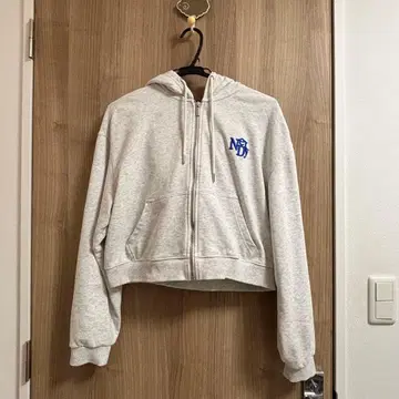 NERDY 그레이 풀 집업 크롭 후드티