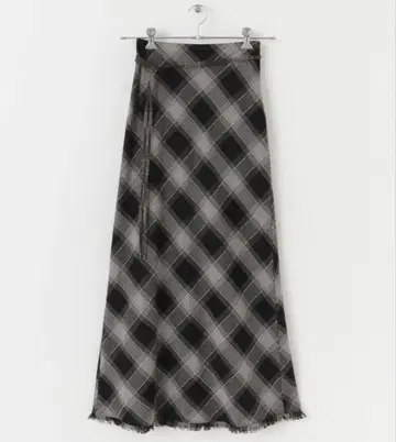 체크 프린지 스커트