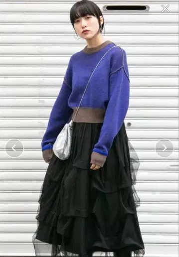 택 포함 새상품 KBF 바이컬러 리버서블 니트 블루